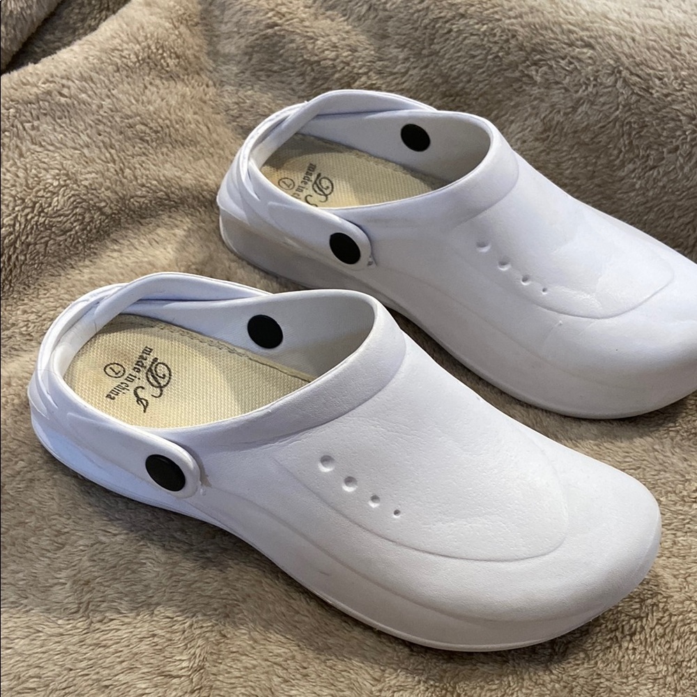 White Slip-On Clogs